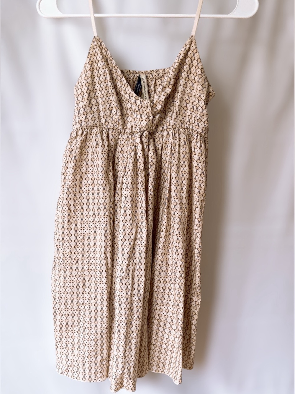 lei Beige Printed Spaghetti-Strap Midi Dress sundress